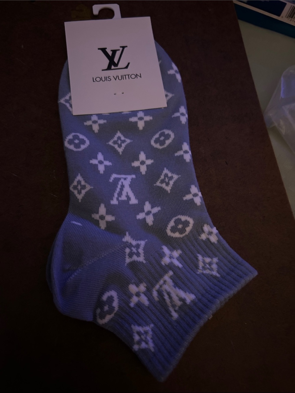 Louis Vuitton Low-Cut Socks in Gray with White Monogram